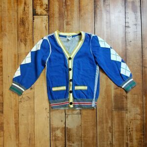 RUUM sweater 4 cardigan blue argyle lined knit sweater cotton easter spring